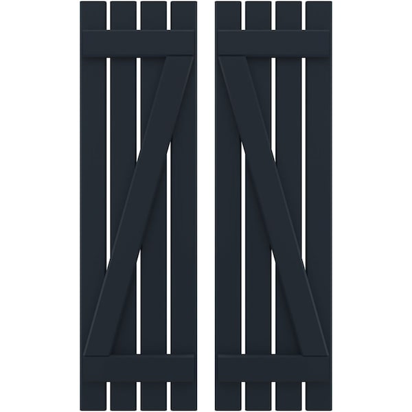 Ekena Millwork Americraft 4-Board (2 Batten) Wood Spaced Board-n-Batten Shutters w/ Z-Bar, ARW102SB415X77OBH, PR ARW102SB415X77OBH - main